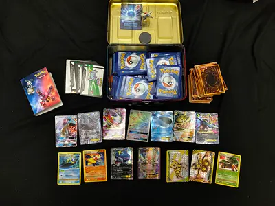 Hundreds of pokemon cards in box, special rare cards, Yu-Gi-Oh