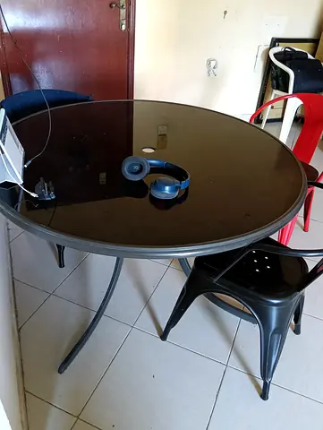Round Glass Dining Table with Chairs