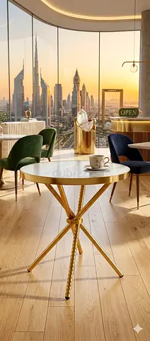 Elegant Round Dining Table with Gold Legs