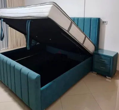 Modern Blue Bed with Storage