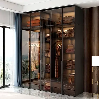 Modern Glass Wardrobe with Ample Storage