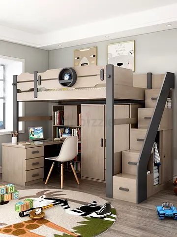 Stylish Loft Bed with Desk and Storage