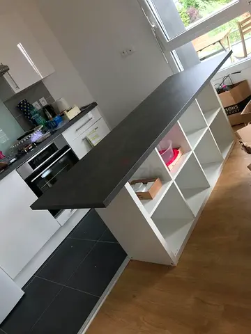 Modern Custom MDF Melamine Island with Integrated Seating Space