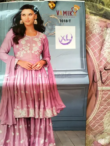 Elegant Pink  kurti Palazzo dupatta set Ethnic Wear