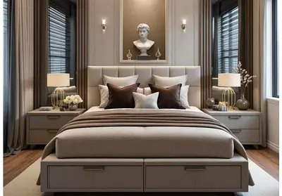 Elegant beautiful king size bed with drawers