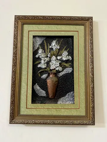 Framed Decorative Wall Art with 3D Floral Design