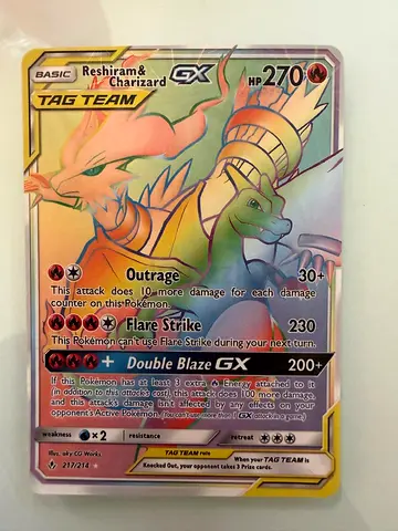 Charizard and Reshiram GX Tag Team Card