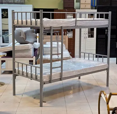 Sturdy Bunk Bed in Gray with mattress 90x190 cm