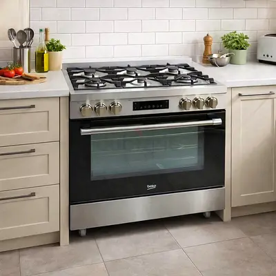 Beko 6 Burner Top Gas Oven Electric Cooker – 90 × 60 cm | Large Size | Powerful Performance