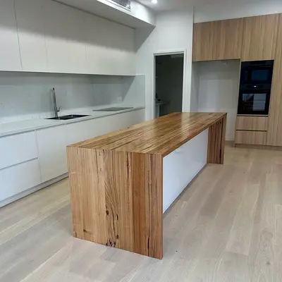 Designer Kitchen island with Custom Fluted Island Panel