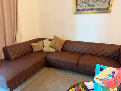 Comfortable Brown Corner Sofa