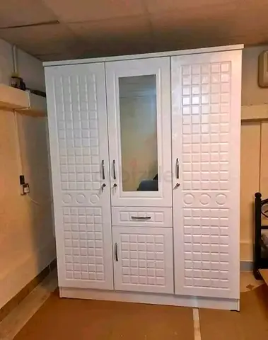 Stylish White Wardrobe with Mirror