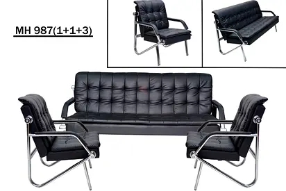 Modern Black Sofa Set with Armchairs