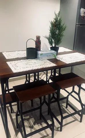 Space-Saving 4-Seater High Dining Table  Stool Set