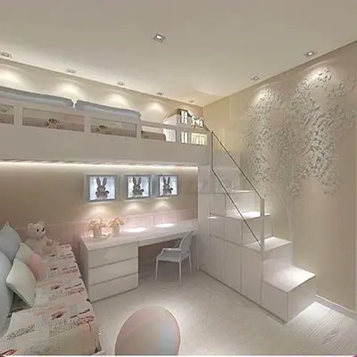 Modern Loft Bed with study table and sofa
