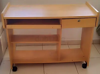 Compact Wooden Study Table with Wheels or computer table