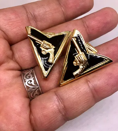 Vintage Gun-Shaped Enamel Pins from Harley Davidson (3 Pcs)