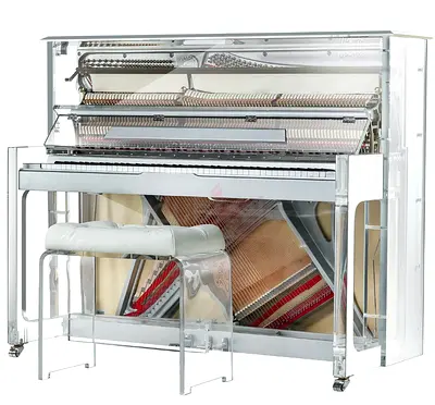 Steiner HU-125A Crystal Upright Piano - White