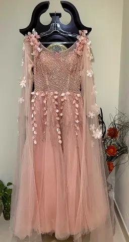 Elegant blush pink wedding gown