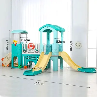 Colorful Kids Playground with 2 Slides and Activities