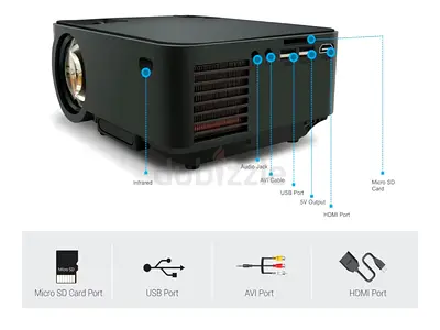 Portronics POR 624 Portable LED Projector (Black), USB