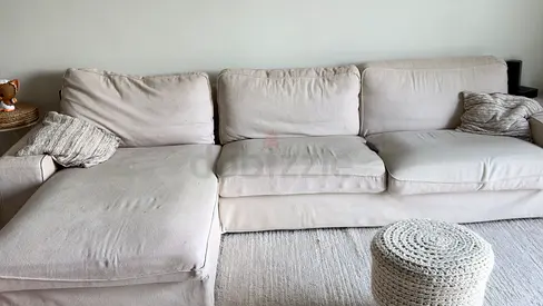 IKEA Comfortable L-Shaped Sofa in Neutral Color