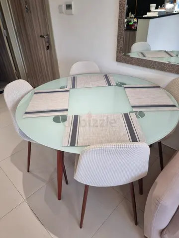 Stylish Glass Dining Table with 4 Chairs