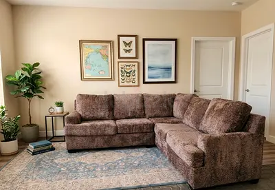 Luxury Velvet Corner Sofa This spacious corner sofa features soft velvet fabric and deep seating fo