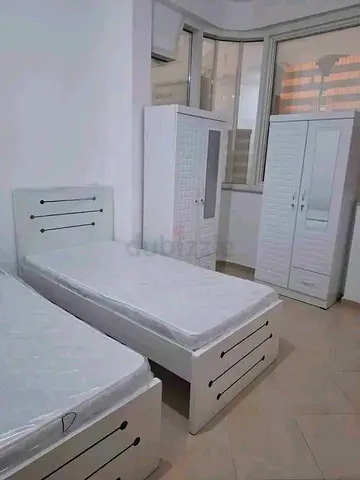 Modern White Bedroom Set with Beds and Wardrobe