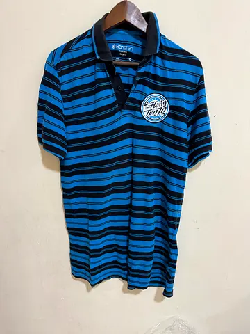 Mens Striped Polo Shirt - Hangten small size