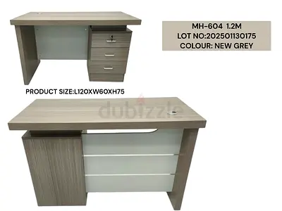 Modern Office Study Table in New Grey