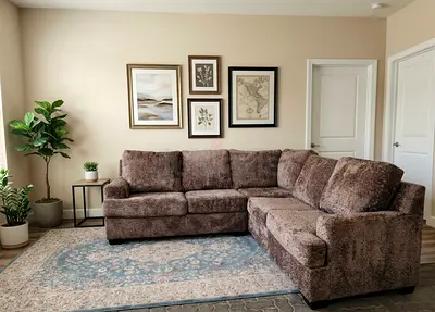 Family Size Corner Sofa A large and comfortable corner sofa, perfect for family gatherings, mov
