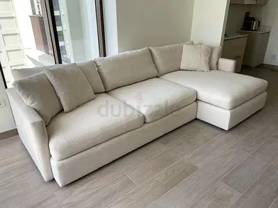 Crategbarrel L shape Sofa Beige