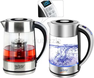 2-in-1 Stainless Steel Glass Kettle, Electric Kettle and Tea Maker,2200W, 1 Year Warranty