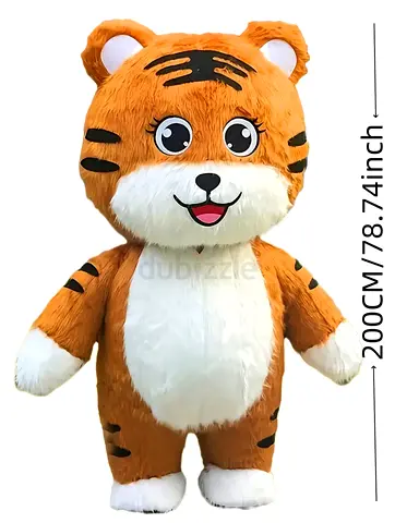 2M Inflatable Tiger Mascot Costume – Cute Cartoon Party Suit (150–170cm)