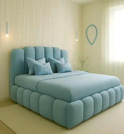 Stylish Blue Upholstered Bed