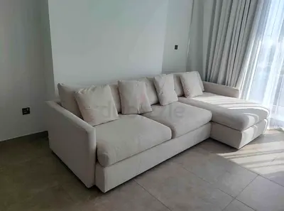 Crategbarrel L Shape Sofa Beige Good condition