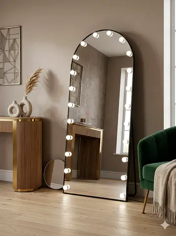 Elegant Arched Mirror with Built-in LED Lights