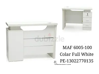 Modern White Study Table with Drawers
