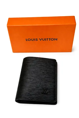 Louis Vuitton wallet black horizontal ridges leather effect