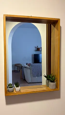 Real wood wall mirror with decor