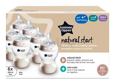 BRAND NEW Tommee Tippee Natural Start Baby Bottles (Pack of 6)