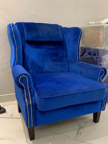 Elegant Blue Velvet Armchair