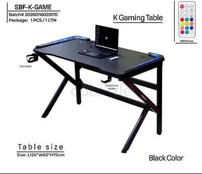K Gaming Table - Black Color