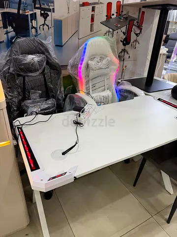 Modern Gaming Desk with RGB Lighting chair