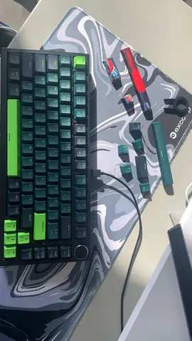 Forest/lime Green mechanical Gaming Keyboard with Customized Keycaps.