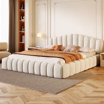 Shell type headboard queen thick bed frame