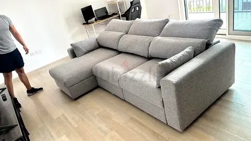 Looks new Ikea eskilstuna L shape sofa bed under storage space