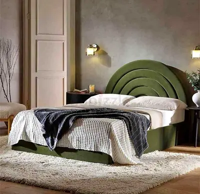 Stylish Green Bed with Unique Headboard
