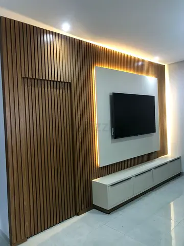 Tailor-Made MDF Entertainment Unit with Slatted Back Panel